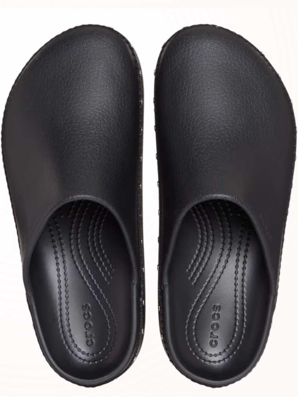 CROCS Black Platform Clog with Silver Stud Accents - Picture 3 of 7